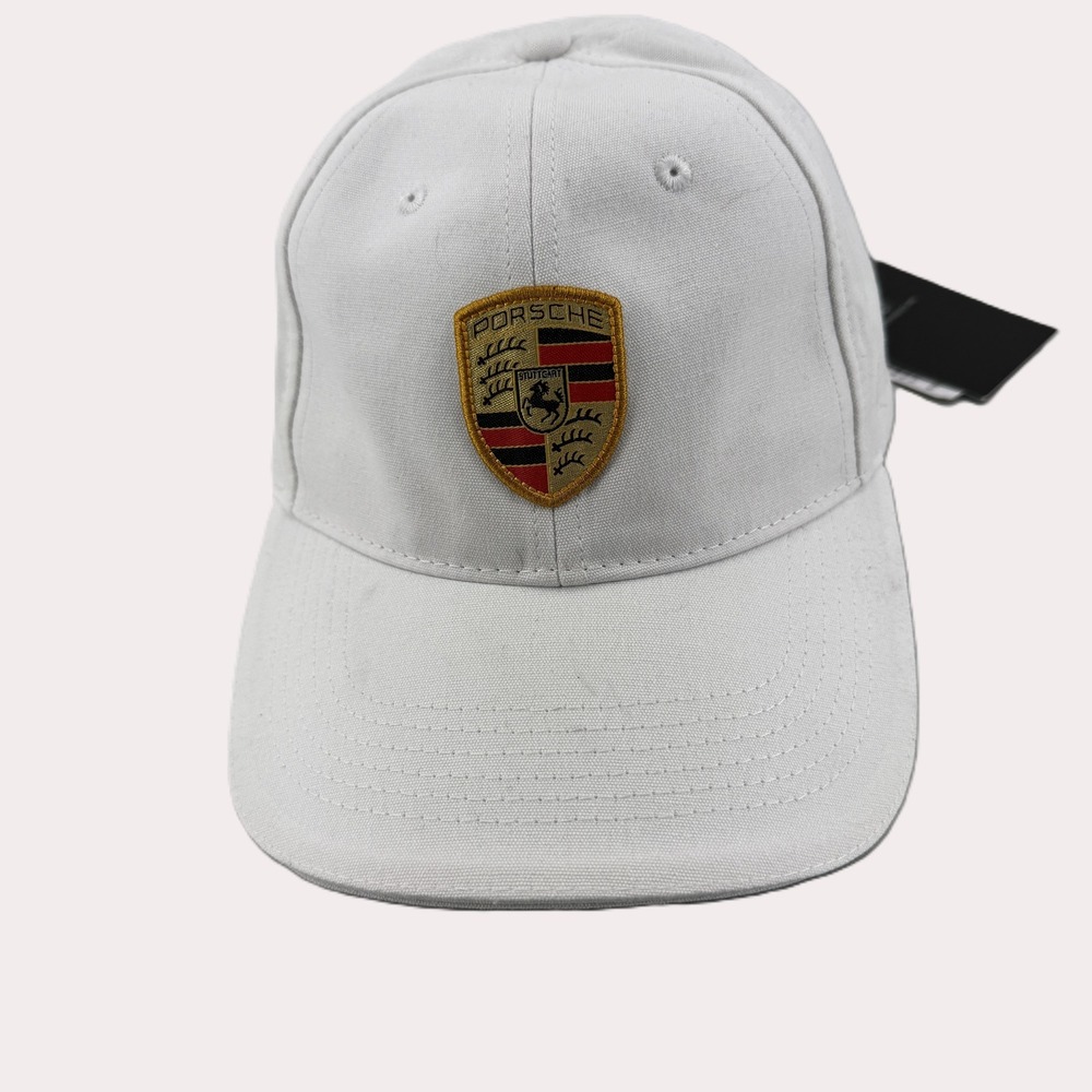 Porsche Baseball Cap Mens OS White Crest Logo Adjustable Cap Racing Cars